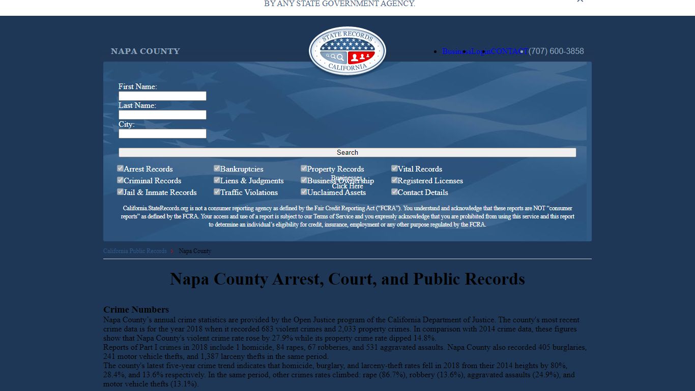 Napa County Arrest, Court, and Public Records